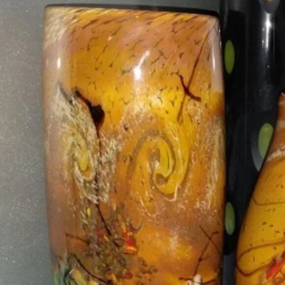 JOHN FIELDS 'SEDONA' Signed 2000 Hand Blown Studio Art Glass Cylinder Vase - Picture 2 of 12